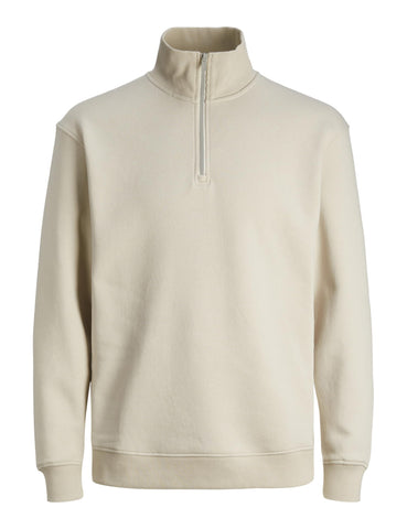 JACK & JONES Men's Jjebradley Sweat Half Zip Noos Sweatshirt, Moonbeam, XS