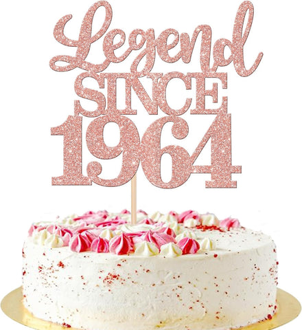 1 Piece Legend Since 1964 Cake Topper 60 Cake Topper Glitter Happy 60th Birthday Cake Pick 60 Fabulous Cake Decorations for Cheers 60th Rose Gold