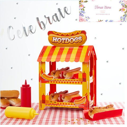 Temas Hot Dog Treat Stand | Partyware | Sweet Stand Shop Display | Easy To Assemble | Movie Night | Birthday Party | 12x Paper Holders