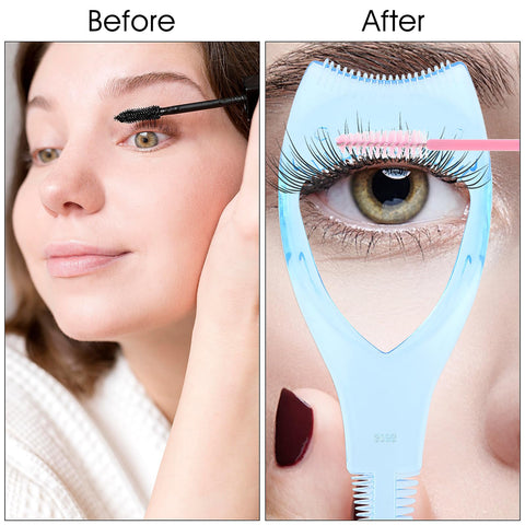 3 Pack Makeup Eyelash Eyeliner Tool Mascara Shield Guard Cosmetic Mascara Applicator Helper Tool Silicone Upper Lower Lash Separator Eye Line Guide Stencil Beauty Accessories for Women Girls(Blue)