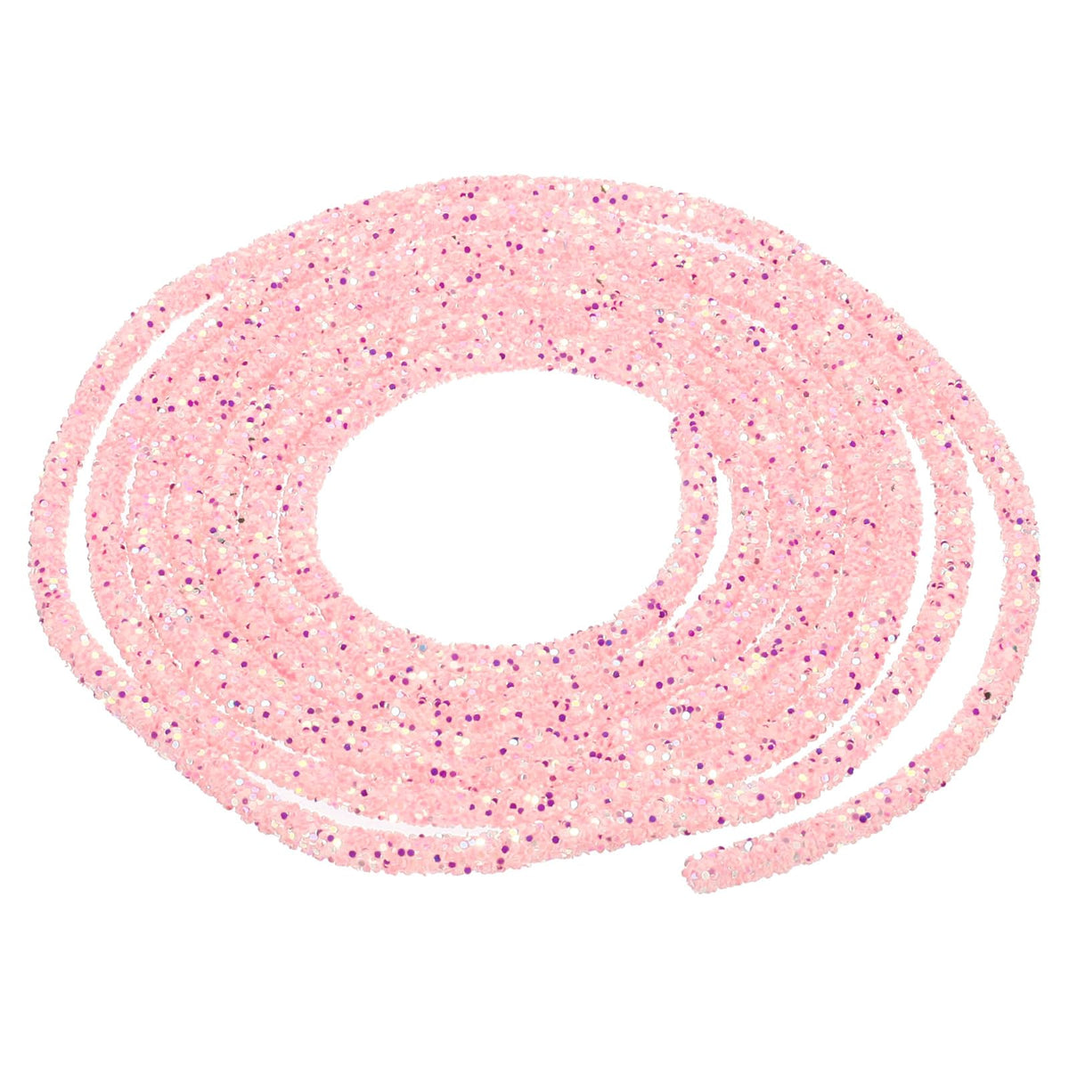 MECCANIXITY 5 Yard 6mm 0.24 inch Glitter Sequins Rope Sequins Rhinestone Tube Cord for DIY Wedding Dresses Costume Clothing Shoes Jewelry Accessory Clear Light Pink