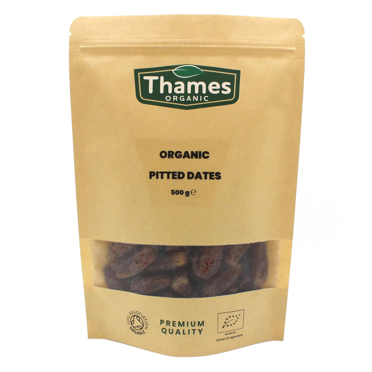 Organic Dried Pitted Dates - Raw, Vegan, GMO-Free - No Additives or Preservatives, High Fibre, Certified Organic - Nutritious, Delicious, and Convenient - Thames Organic 500g