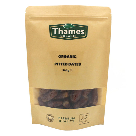 Organic Dried Pitted Dates - Raw, Vegan, GMO-Free - No Additives or Preservatives, High Fibre, Certified Organic - Nutritious, Delicious, and Convenient - Thames Organic 500g