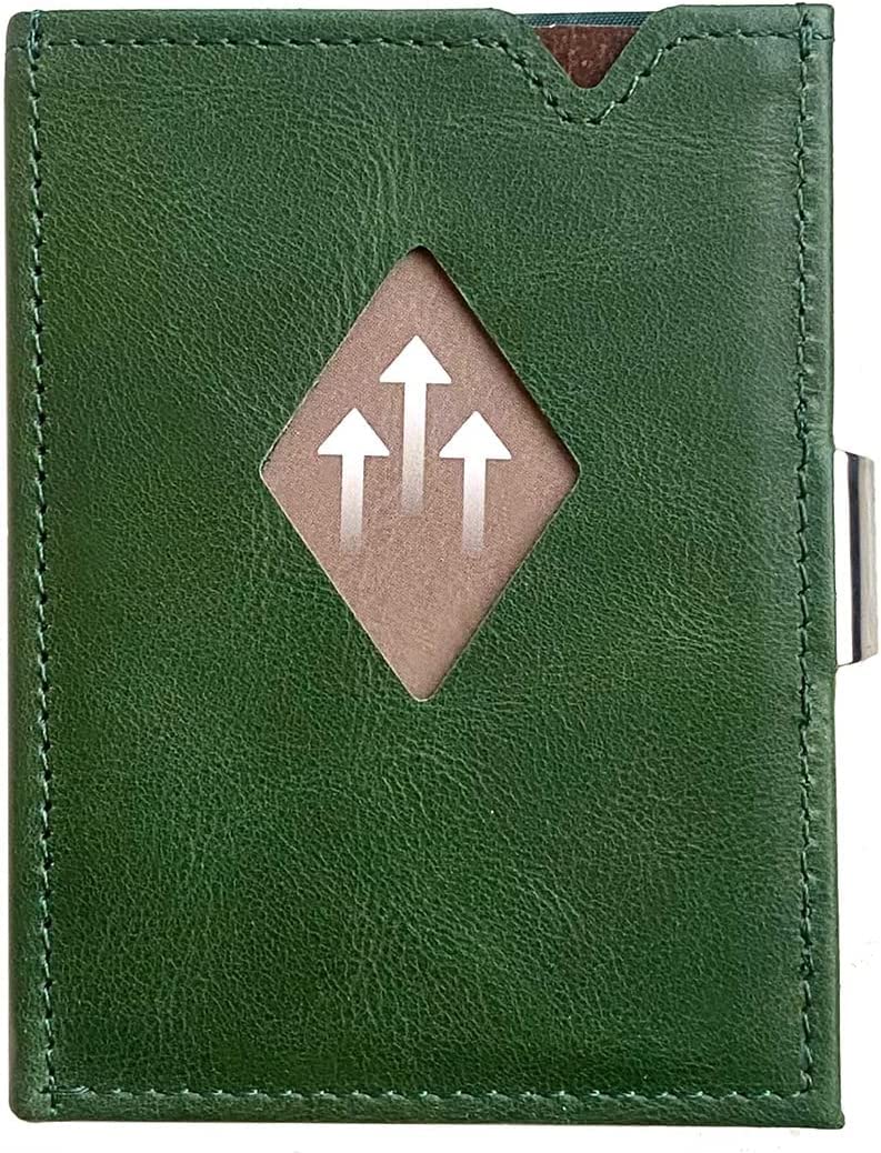EXENTRI Wallet Card Holder | Smart & Minimalist Wallet for Men & Women | Quick Access, Quality Leather, RFID Blocking (Green)