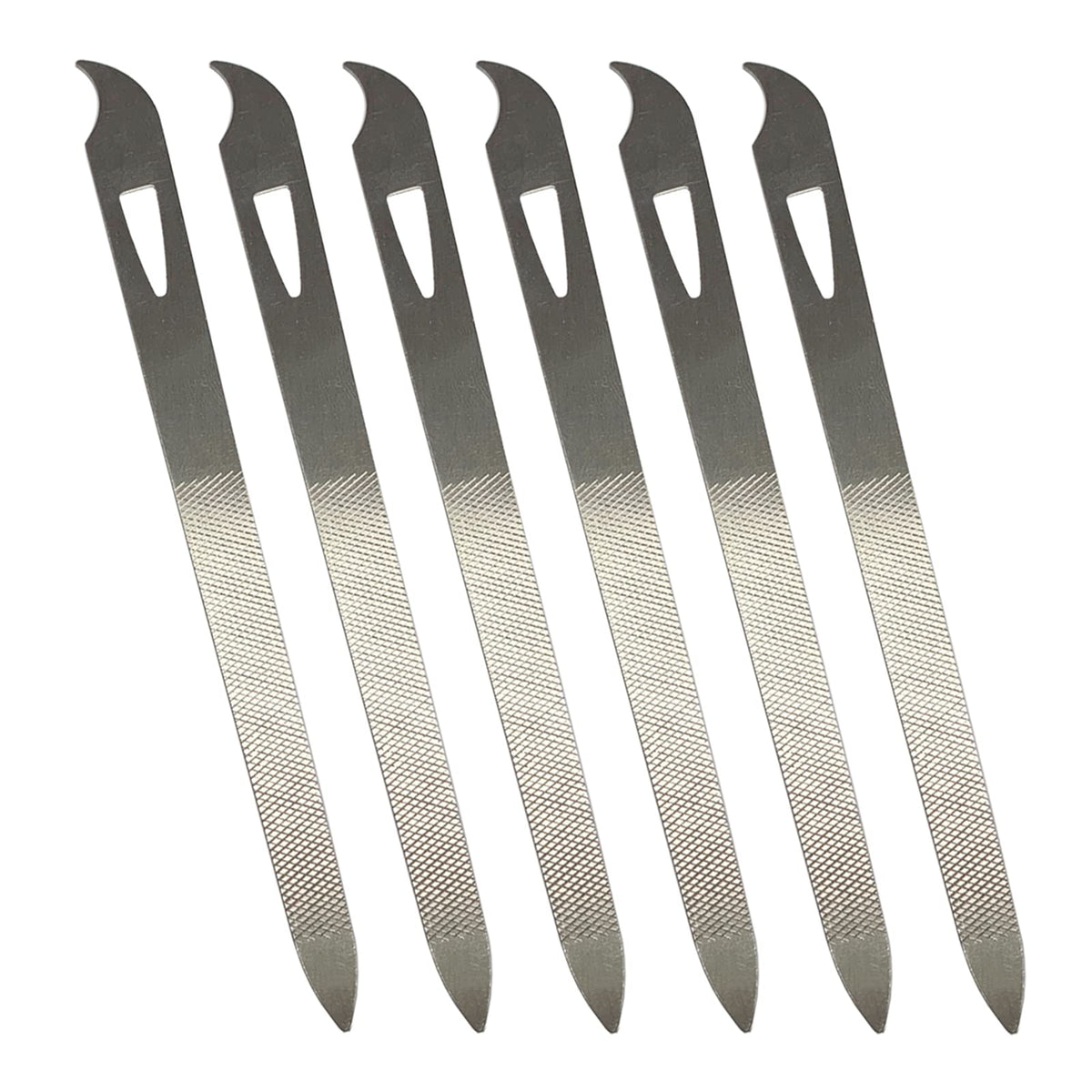 Nail Files for Natural Nails (6 Pack), Metal Nail File 5.5’’ Stainless Steel Thin Durable Nail Filer with Curved Sharp Pointed Tip Double Sided Manicure Pedicure Toenails Tools