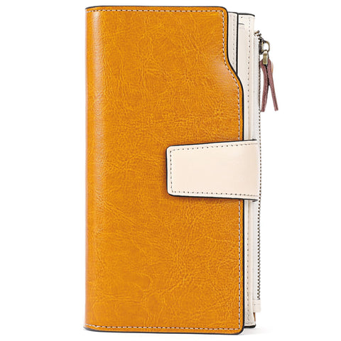SENDEFN Ladies Purse,Large Capacity Genuine Leather Women's Wallet with Multiple Card Slots