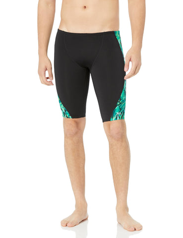 TYR Men's Standard Durafast Elite Solid Jammer Swimsuit, Green Crystalized, 30
