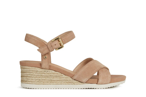 Geox Women's D Ischia Corda C Open Toe Sandals , Beige Dk Skin C91 , 9 US
