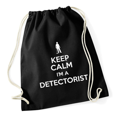 HippoWarehouse Keep Calm I'm a Detectorist Metal Detecting Drawstring Cotton School Gym Kid Bag Sack 37cm x 46cm, 12 litres