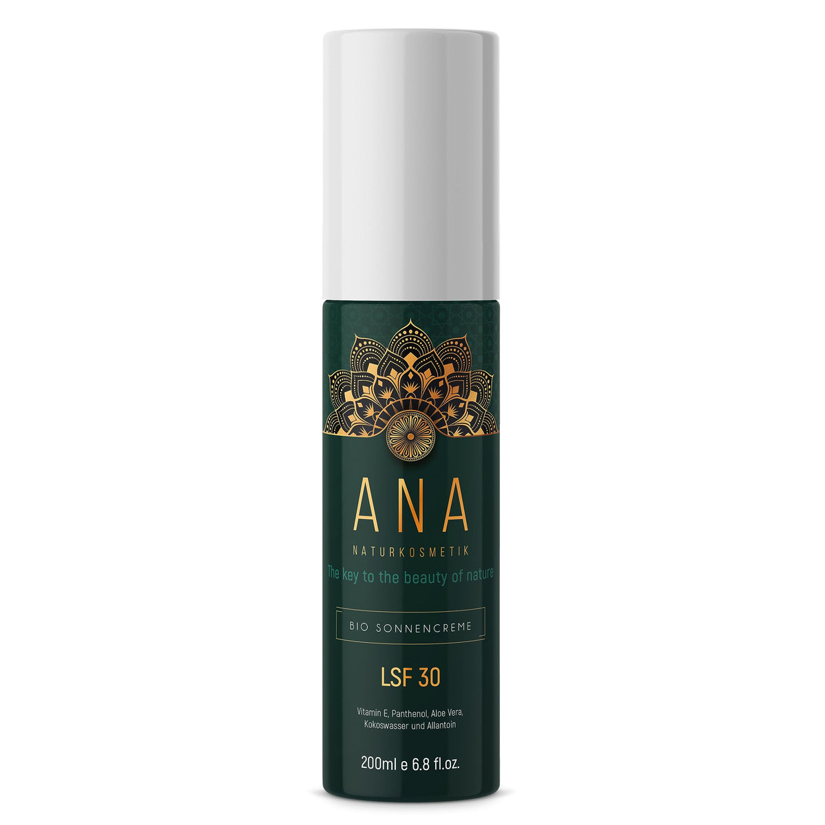 ANA Naturkosmetik Sun Protection Lotion LFS 30, Unique, Moisturising Sun Cream Based on Aloe Vera Direct Juice and Jojoba Oil, Organic UV Filter Complex 200 ml - Made in Germany