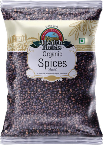 Health Fields Organic Black Pepper Indian Spice Kali Mirch Whole Peppercons-Perfect for Seasoning, 100G