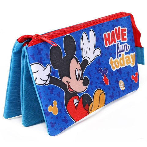 TDL Disney Mickey Mouse 3 Compartment Pencil Case School