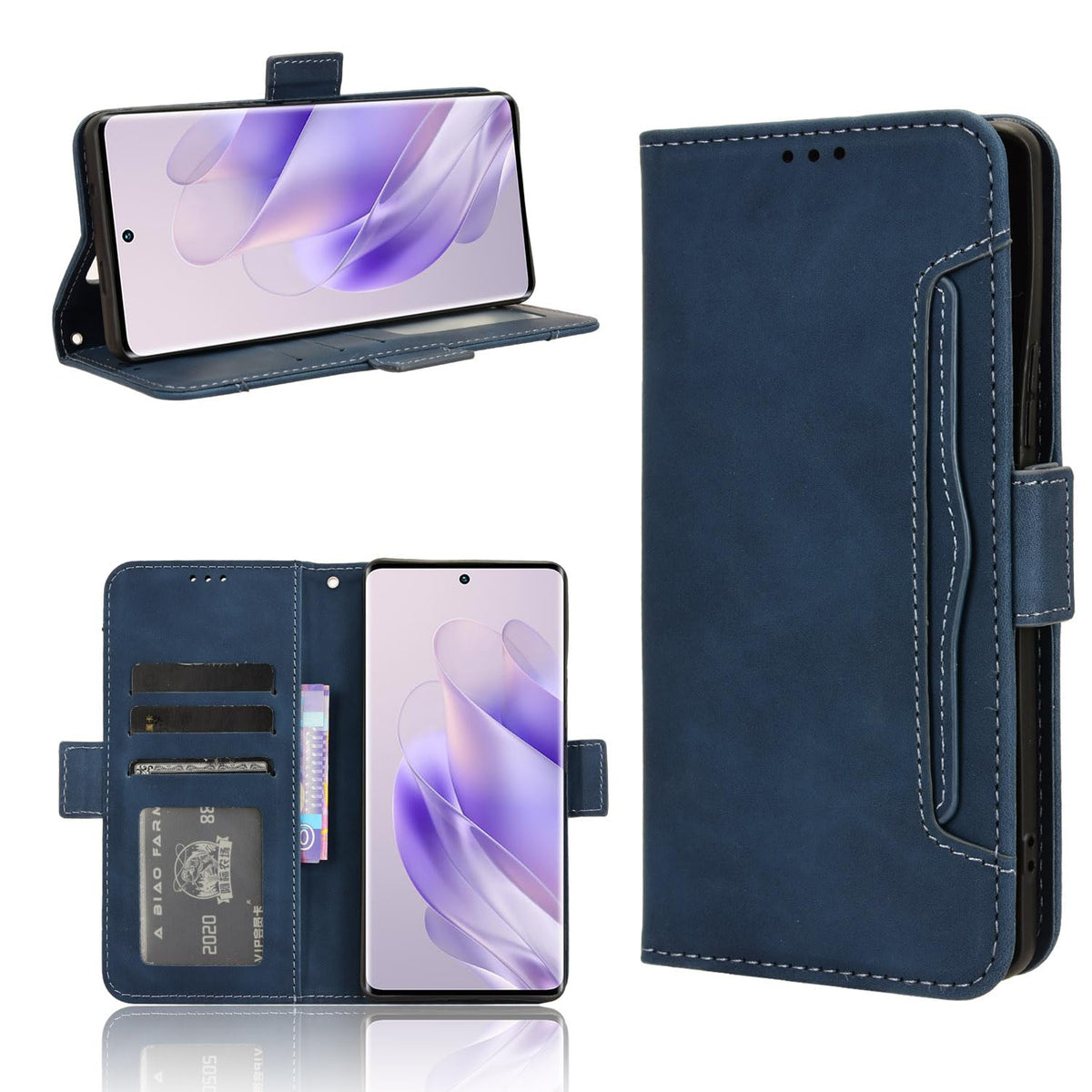 Business Magnetic Buckle Anti-Fall Phone Case Compatible with Infinix Zero 30 Zero30 X6731 4G 5G Phone Cover Flip Cover Pluggable Card Wallet Phone Shell (Blue,Zero 30 5G)