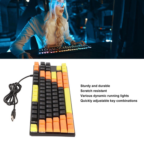 Wired Mechanical Keyboard, Mechanical Gaming Keyboard 87 Keys Scratch Resistant for Home
