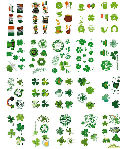 St. PatrickÃƒÂ¢Ã¢â€šÂ¬Ã¢â€žÂ¢s Day Temporary Tattoos, 20-Sheet Shamrock Patterned Tattoos Stickers for Irish St Patricks Day Decorations Party Favor