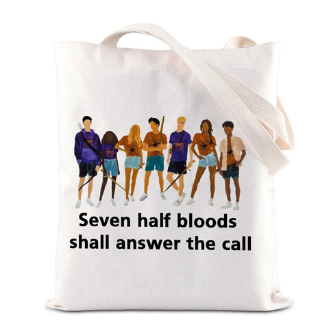 JNIAP Half Bloods Cosmetic Bag Percy Inspired Gift Seven Half Bloods Shall Answer The Call Makeup Pouch PJO Merch Gift (Seven Tote)