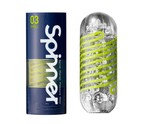 Tenga Spinner 03 Shell Masturbator - Reusable mens sex toy with internal coil mechanism and ridges - One size in white