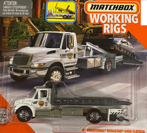 Matchbox Working Rigs International Durastar 4400 Flatbed Transporter in White,unisex