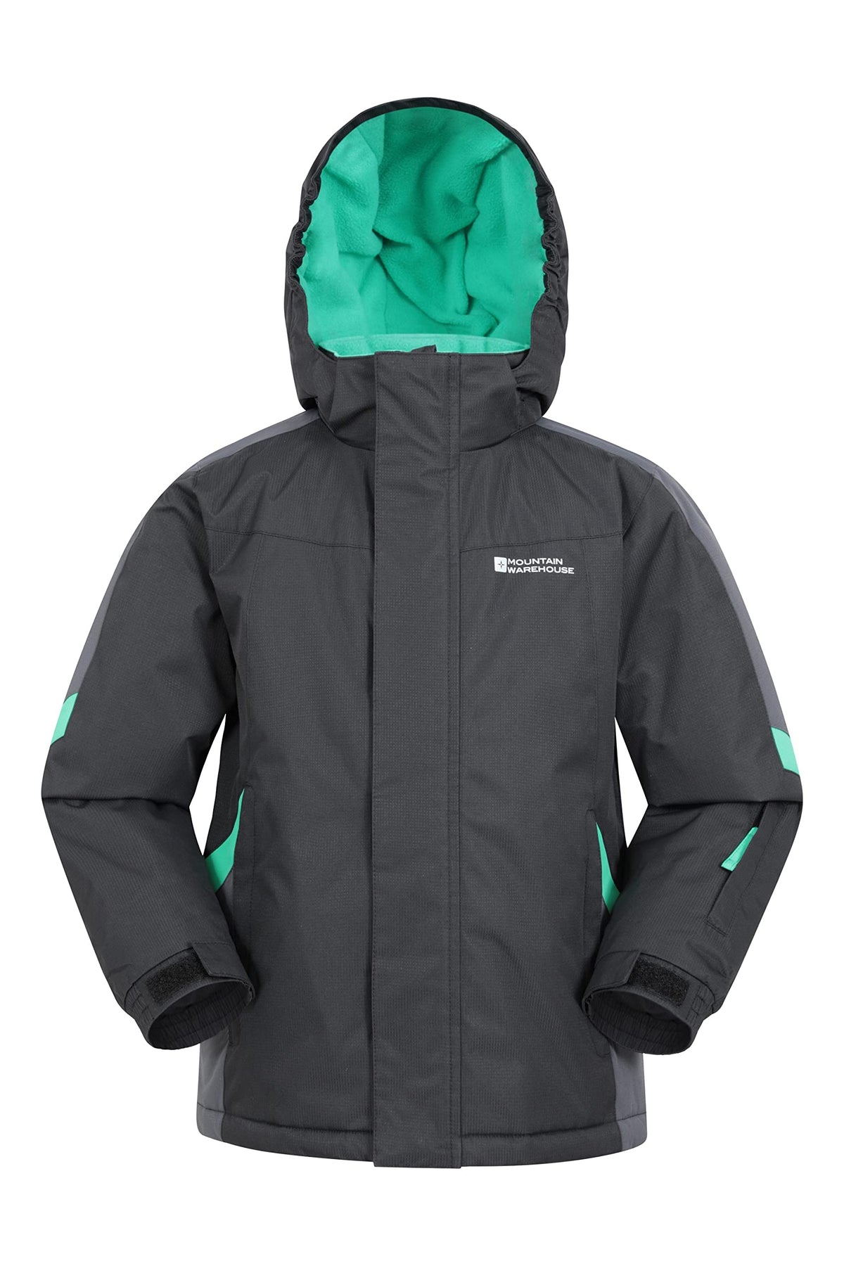 Mountain Warehouse Raptor Kids Ski Jacket - Snowproof, Fleece Lined Snow Coat with Hood - Boys and Girls Winter Warm Skiing, Snowboarding & Outdoors Forged Iron Grey Kids Size 9-10 Years