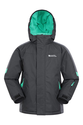 Mountain Warehouse Raptor Kids Ski Jacket - Snowproof, Fleece Lined Snow Coat with Hood - Boys and Girls Winter Warm Skiing, Snowboarding & Outdoors Forged Iron Grey Kids Size 9-10 Years