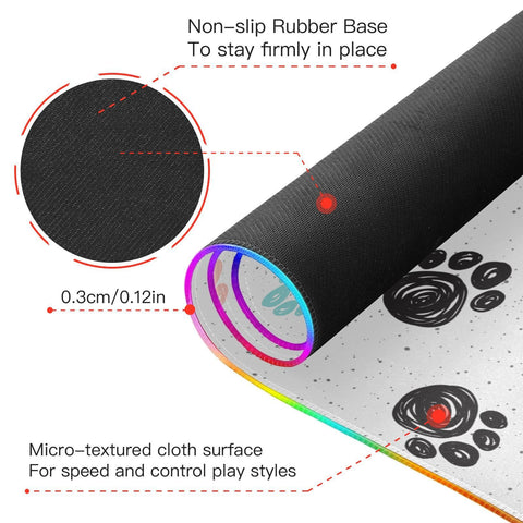 Doodle Dog Paw Wireless Charging Mouse Pad for Mobile Phone Extra Large Gaming Mousepad with 13 Lighting Modes Computer Mat for MacBook PC Laptop Desk Office Home Gaming