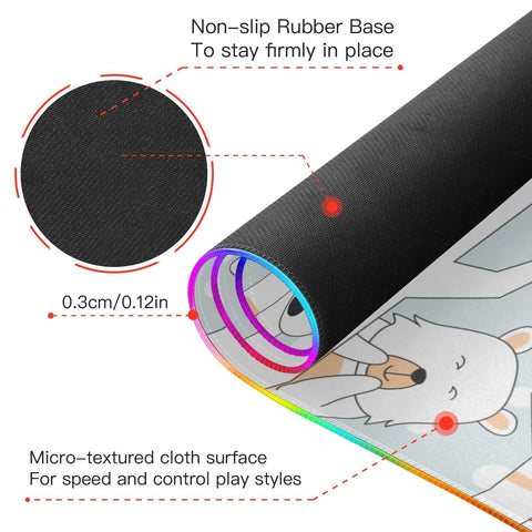 Cute Animals Cartoon Snow Tree Wireless Charging Mouse Pad for Mobile Phone Extra Large Gaming Mousepad with 13 Lighting Modes Mouse Mat for MacBook PC Laptop Desk Office Home Gaming