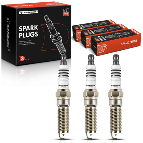 A-Premium Iridium Platinum Spark Plugs Compatible with Ford Focus 2015-2018, Fiesta 2014-2017, EcoSport 2018-2020, 1.0L, Pack of 3