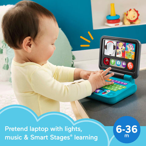 Fisher-Price Laugh & Learn Baby to Toddler Toy LetÃƒÆ’Ã†â€™Ãƒâ€šÃ‚Â¢ÃƒÆ’Ã‚Â¢ÃƒÂ¢Ã¢â€šÂ¬Ã…Â¡Ãƒâ€šÃ‚Â¬ÃƒÆ’Ã‚Â¢ÃƒÂ¢Ã¢â€šÂ¬Ã…Â¾Ãƒâ€šÃ‚Â¢s Connect Laptop Pretend Computer with Smart Stages for Ages 6+ Months