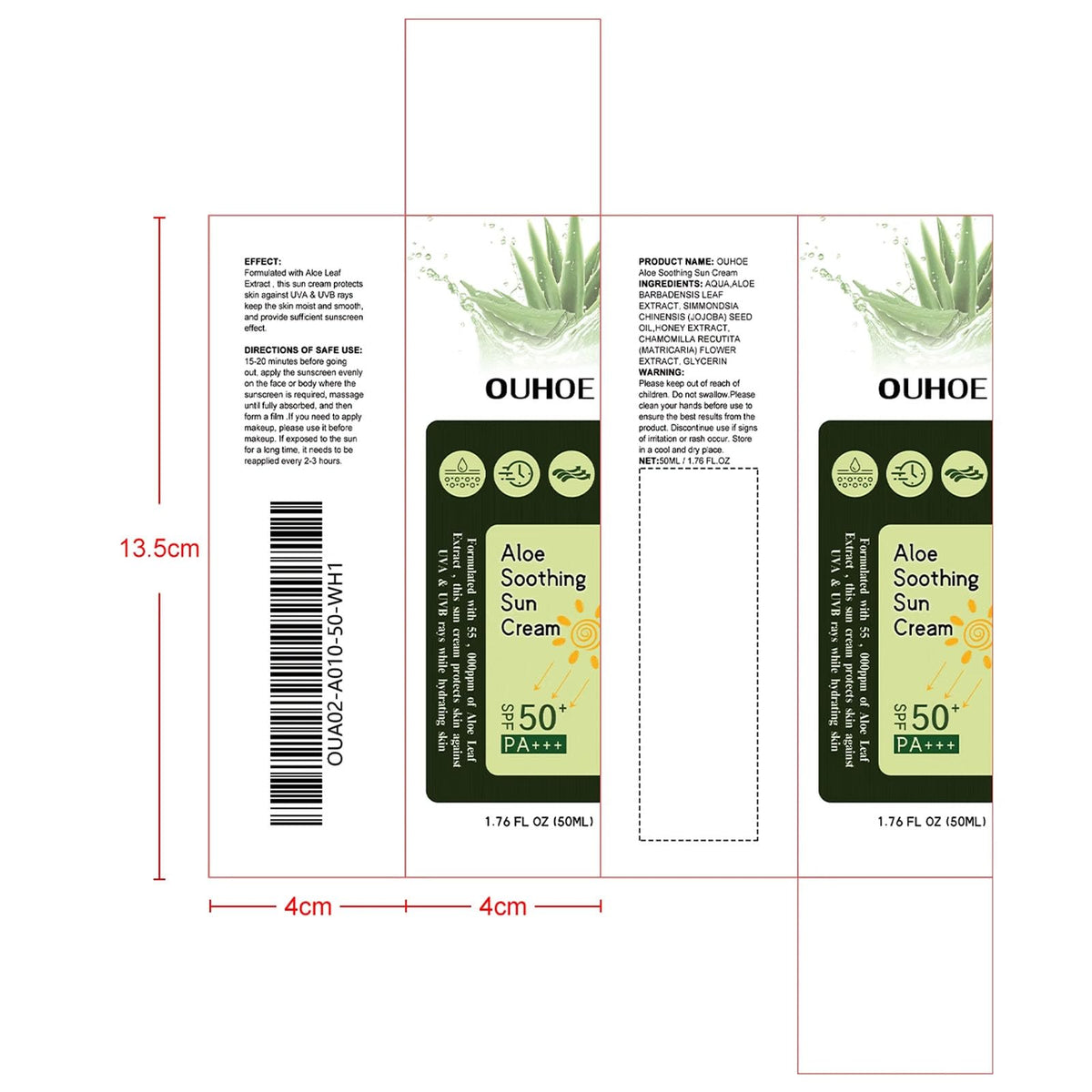 Rosarden Aloe Soothing Sunscreen Cream, Face Sunscreen Oil-free, Sunscreen For Face, Ultra Sheer, Non-Greasy, No White Cast, Clear Travel Sunscreen Facial Sunscreen 1.76 Fl.Oz