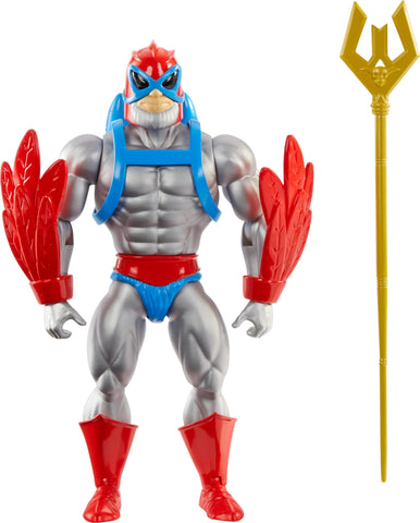 Masters of the Universe Origins Toy, Stratos Cartoon Collection Action Figure, 5.5-inch MOTU Hero Bird & People Leader, Accessories & Mini-Comic