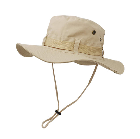 Boonie Hat, Outdoor Wide Brim Sun Protect Hat, Double Layer Classic US Combat Army Style Bush Jungle Sun Cap for Fishing Hunting Camping Khaki