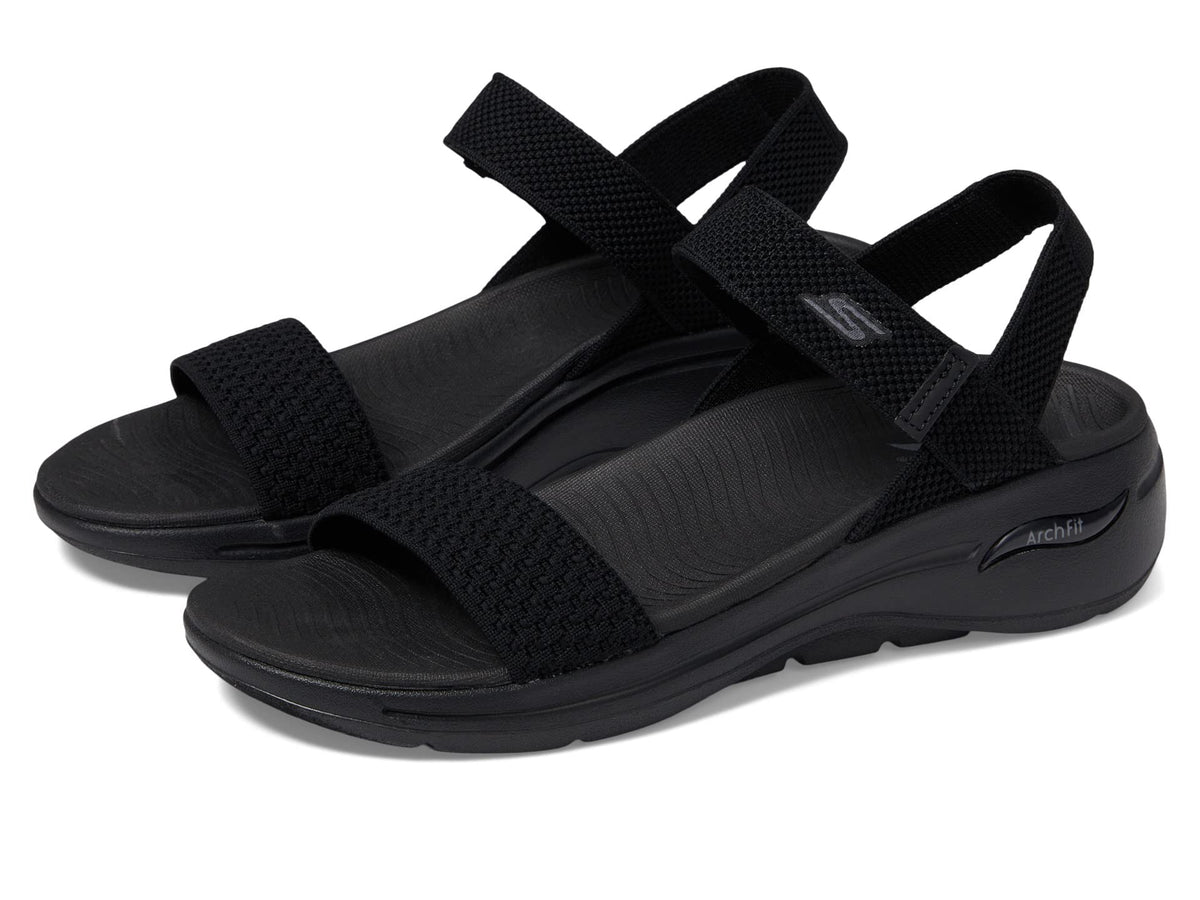 Skechers Women's Go Walk Arch Fit Sandal-Polished, Black, 5