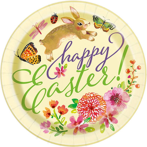 Unique Floral Easter Bunny Round Dinner Plates - 9" (Pack of 8) - Premium & Durable Tableware, Perfect for Spring Celebrations & Easter Gatherings