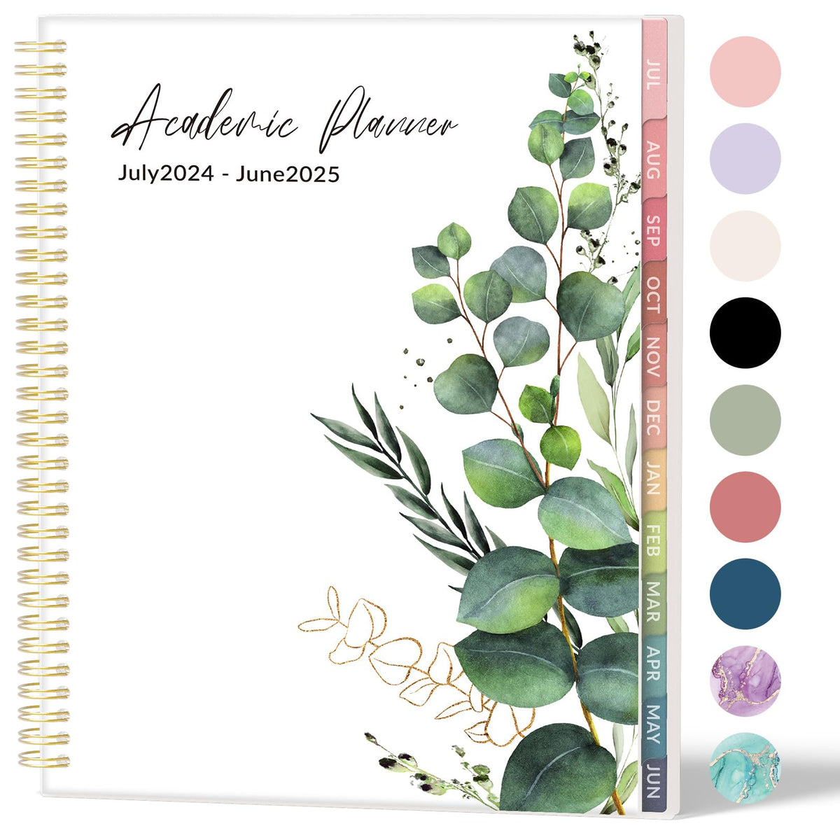 Forvencer Academic Planner 2024-2025, Weekly & Monthly Planner (July 2024 - June 2025), 8.5" x 11", Calendar Planner with Tabs, Agenda Book School Planner for Student Teacher, Flexible Cover, Leaves