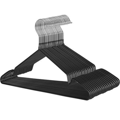 SONGMICS Clothes Hangers, Pack of 20, Metal Jacket Hangers, Thin and Non-Slip, Diameter 4 mm, Space-Saving, 360° Rotating Hook, Black, CRI33B-20