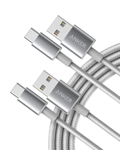 Anker USB C Cable, Anker 2-Pack, 6 ft Premium Nylon USB-A to USB-C Fast Charging USB Type C Cable, for Galaxy S10 / Note 8, LG V20 and More