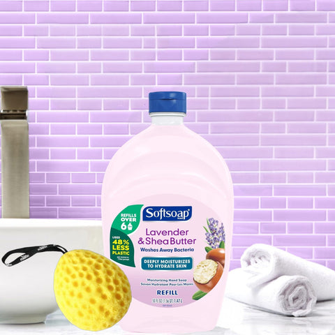 moofin Hand Soap Refills - 50 Fl oz Moisturizing Hand Soap with Shea Butter Lavender Scent - Gentle Gel Formula for Skin-Nourishing and Hydration Includes Bath Sponge ~ [Pack of 3]