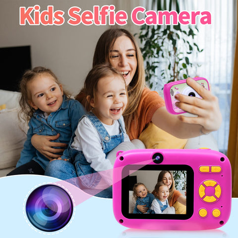Kids Camera-Camera for Kids with Time-Lapse Photography, 40MP Dual Selfie Kids Digital Camera for Girls Boys 3-12 Year, 1080P HD Video Cameras Christmas Birthday Gift with 32GB SD Card, Card Reader