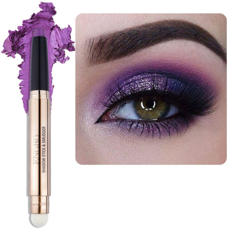 Enfuntins Cream Eyeshadow Stick, Shimmer Glitter Eyeshadow Pencil with Soft Smudger, Long Lasting Waterproof Eye Highlighter Stick Eye Shadow Makeup (08 Orchid Shimmer)