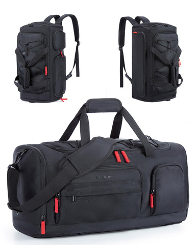 BAGSMART Gym Bag for Women & Men, 35L Sports Travel Duffel Bag with Shoe Laptop Compartment?Anti-Theft Carry On Weekender Bag for Airplane,Workout Overnight Backpack for Travel,Black