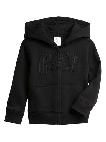 GAP baby boys Logo Zip Hoodie Hooded Sweatshirt, True Black V2 2, 5T US