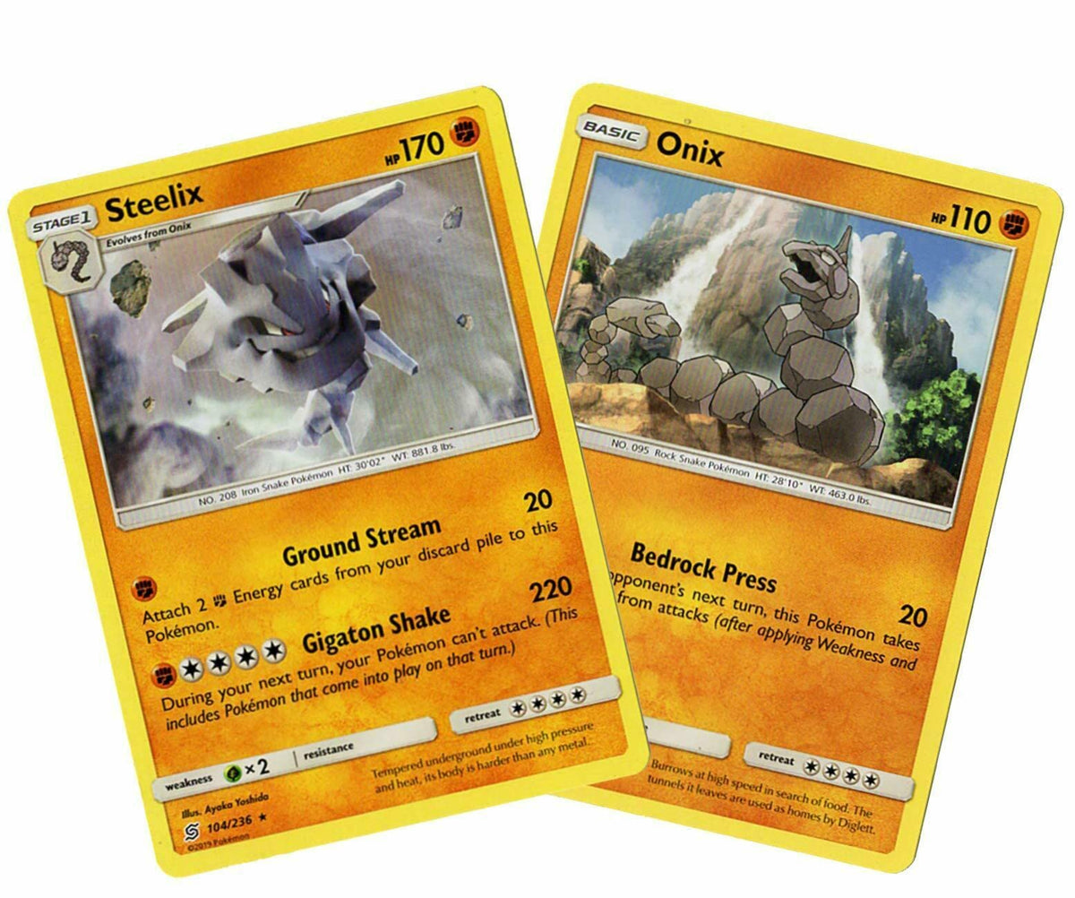 Steelix 104/236 - Sun Moon Unified Minds - Pokemon 2 Card Lot - Rare Stage 1