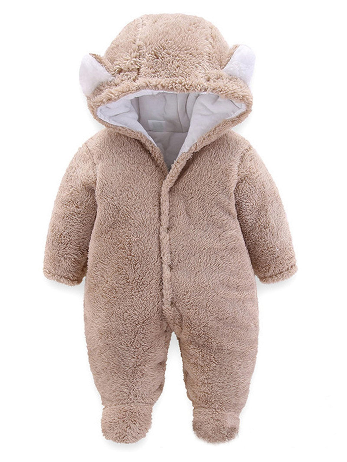 Voopptaw Unisex Infant Baby Cute Winter Warm Hooded Romper Jumpsuit Snowsuit Clothing Outfit Khaki 3-6Months