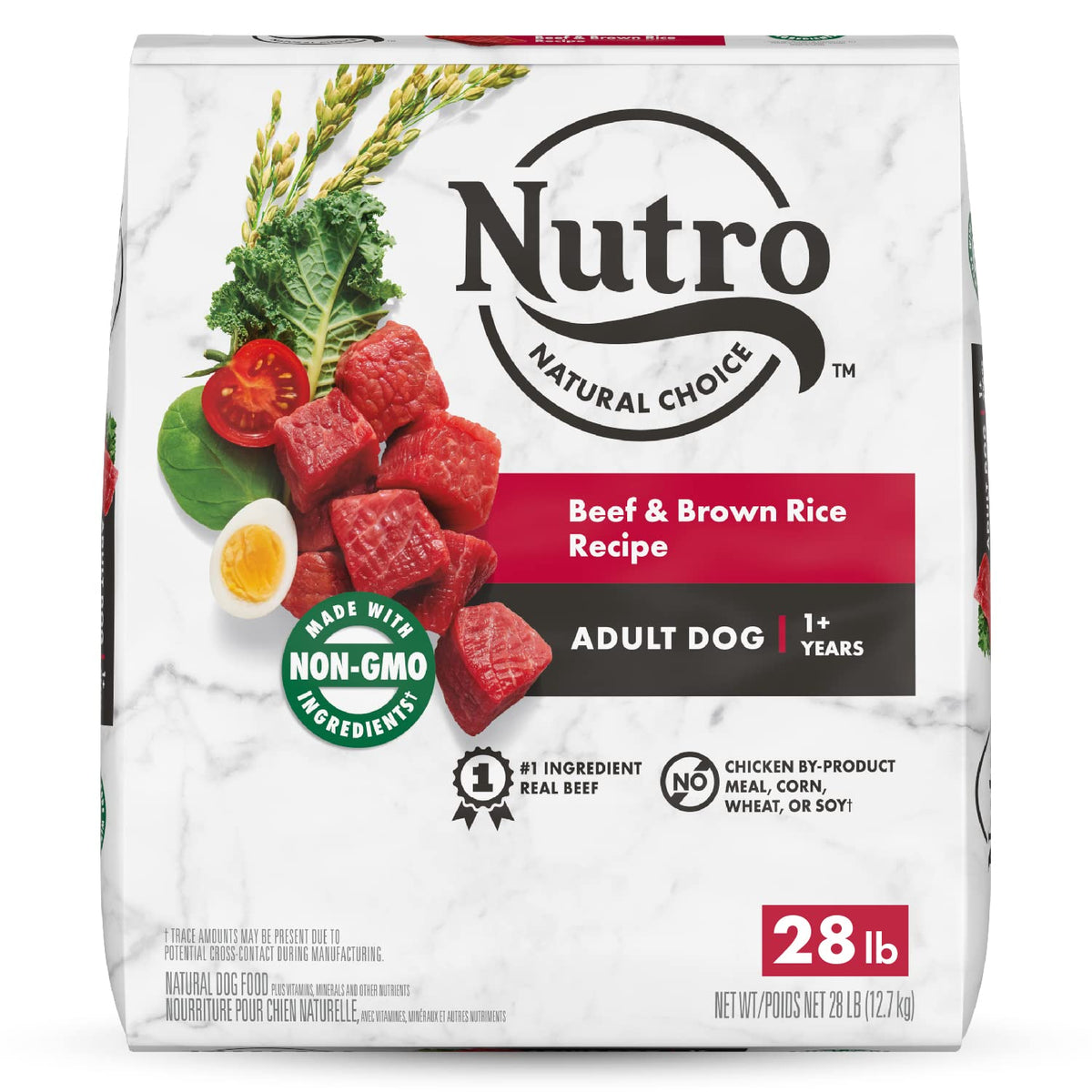 NUTRO NATURAL CHOICE Adult Dry Dog Food, Beef, Rice Recipe Dog Kibble, 28 lb. Bag