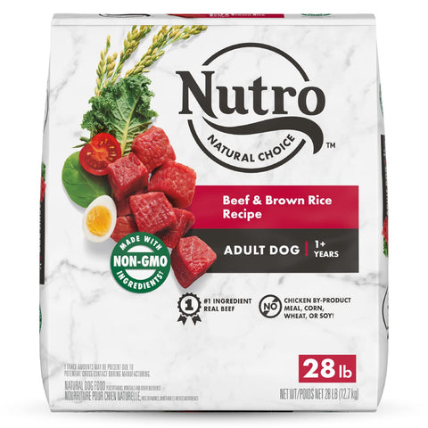 NUTRO NATURAL CHOICE Adult Dry Dog Food, Beef, Rice Recipe Dog Kibble, 28 lb. Bag