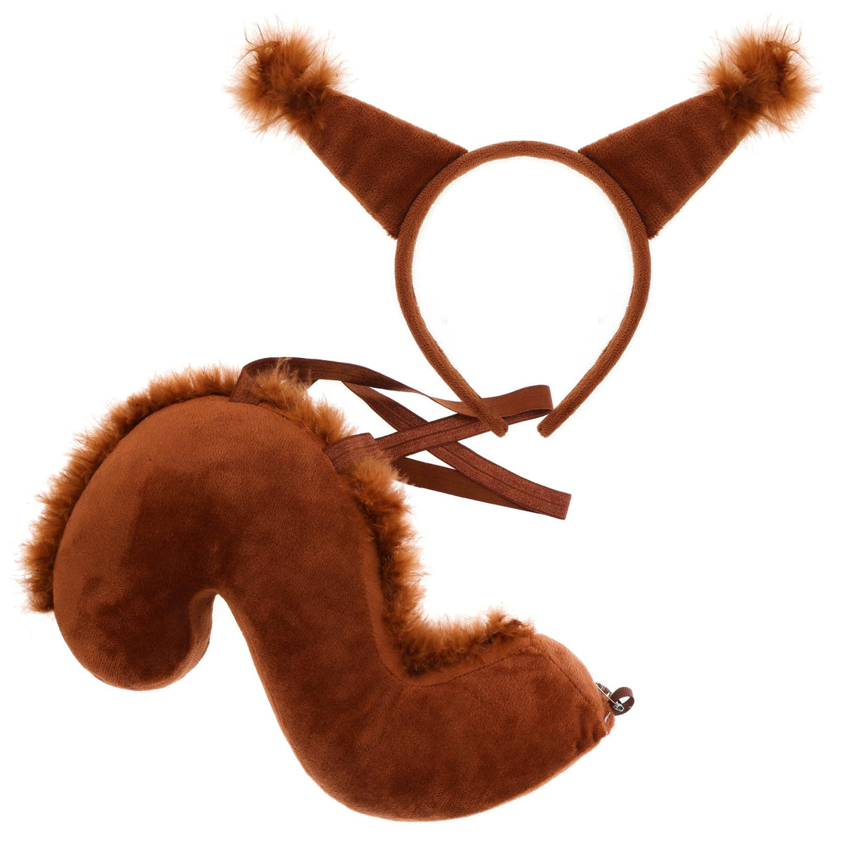 XEPST Animal Squirrel Costume Set, Squirrel Ears and Tail Set with Squirrel Headband Squirrel Tail for Animal Costume Cosplay Birthday Party Accessories Halloween Fancy Dress Party Supplies