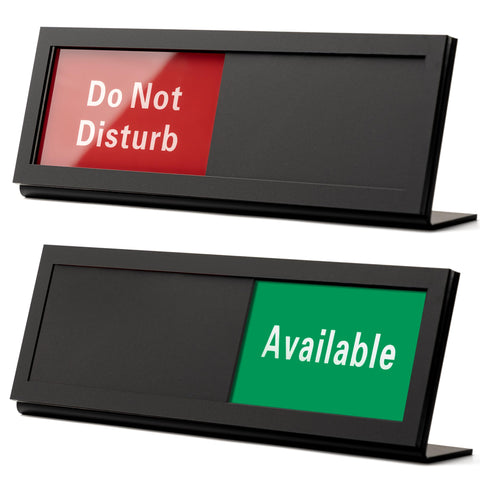 Do Not Disturb Sign for Office, Office Desk Signs with Slider, Acrylic Office Privacy Sign, Slider Desktop Sign, 9.75" x 3" Frosted Black