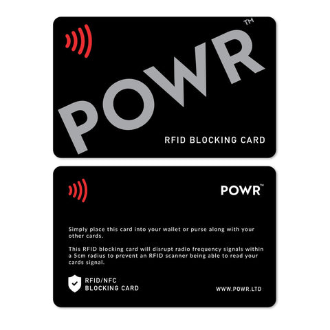 POWR RFID Card Protector Signal Blocking Cards (2 Pack) Contactless Payment Protection for Your Wallet or Purse
