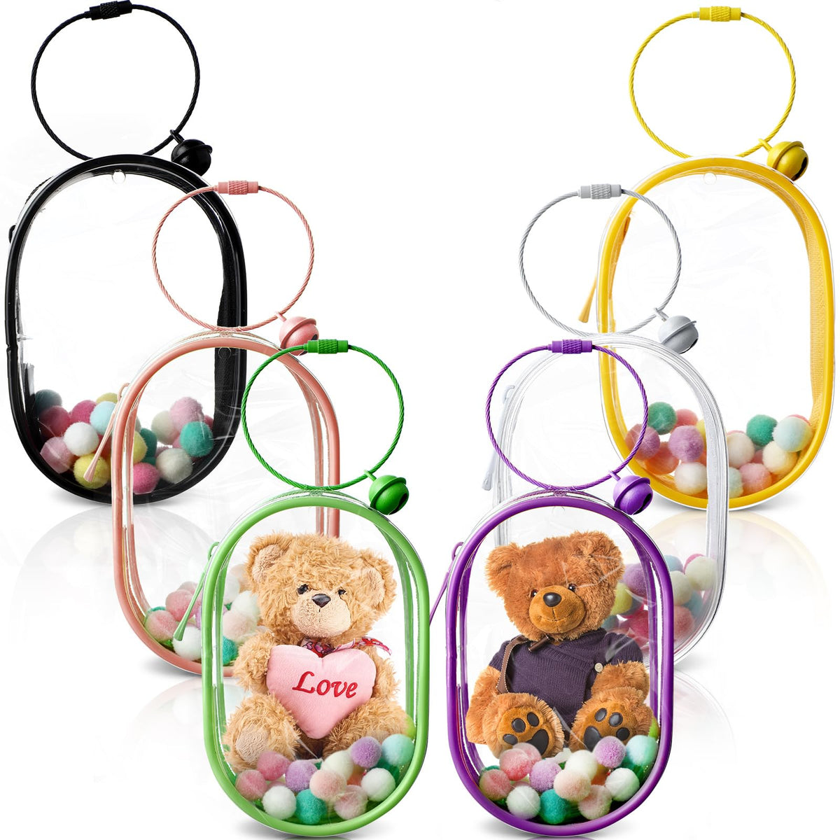 Harloon 6 Pcs Clear Figure Display Bag with Keychain Zipper Clear Display Case Blind Box Display Case for Figures Small Doll Storage Bag Hanging Blind Box Organizer for Figures