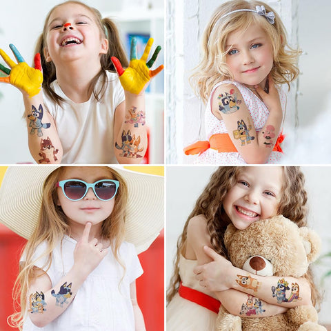 Generic 60PC Blue Temporary Tattoos for Kids, Kids Blue Birthday Party Supplies, Cute Party Favors Fake Tattoos Stickers Party Decorations for Kids Boys Girls School Rewards Gifts